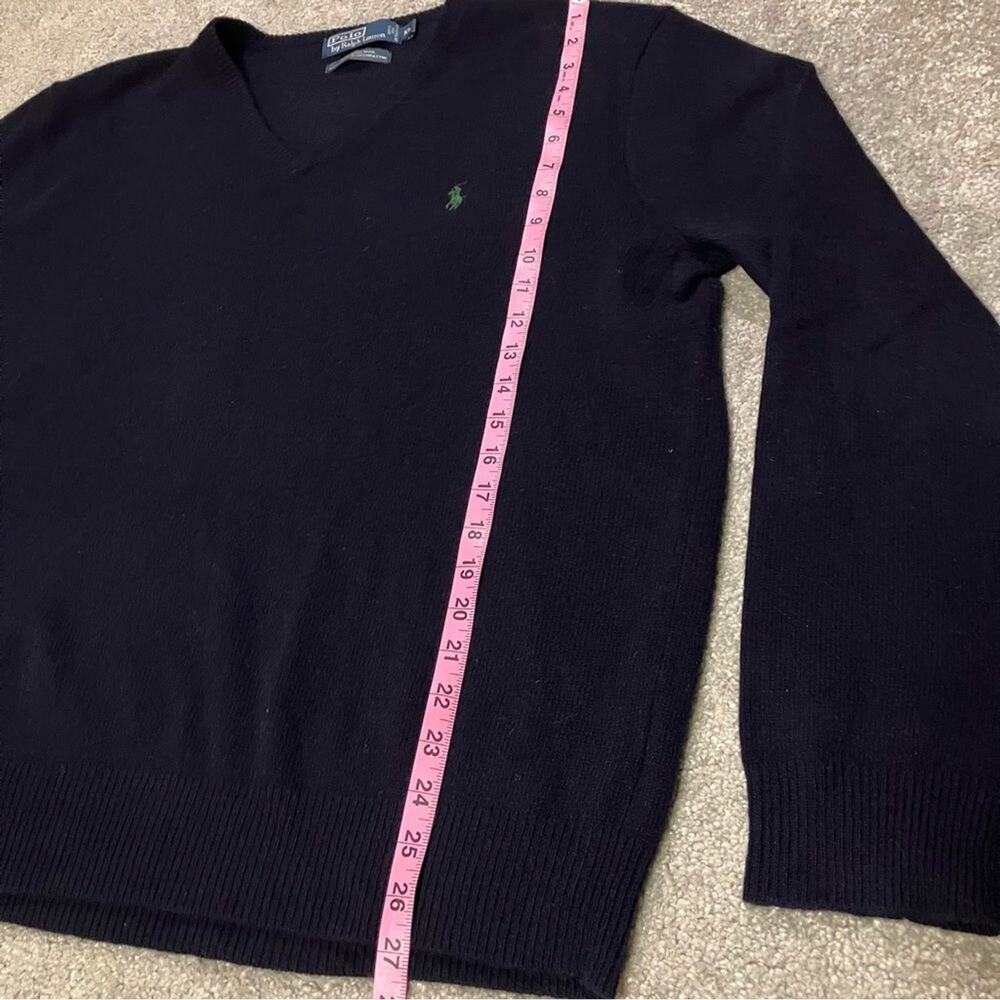 Polo Ralph Lauren Men’s Navy Blue 100% Lambswool V-Neck Sweater Size XL - Picture 10 of 11
